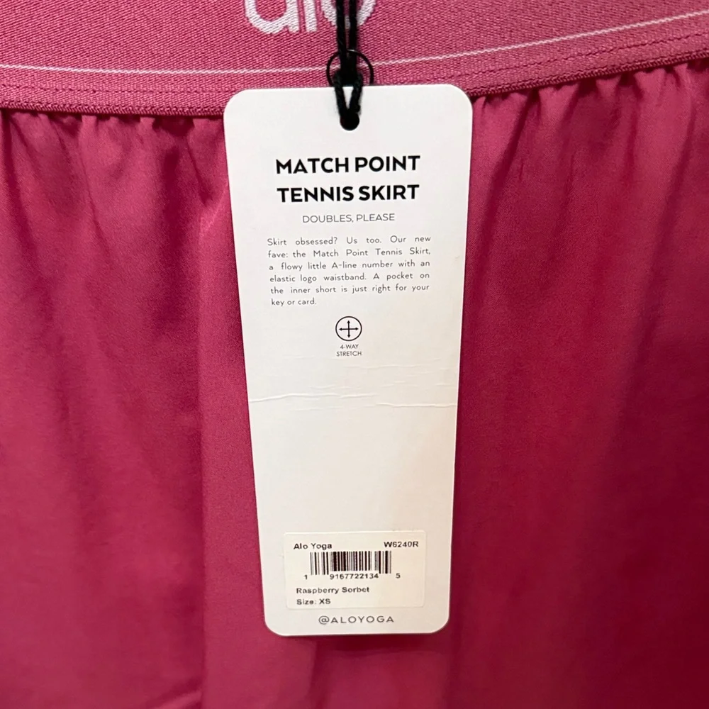 ALO Yoga Match Point Tennis Skirt in Raspberry Sorbet XS